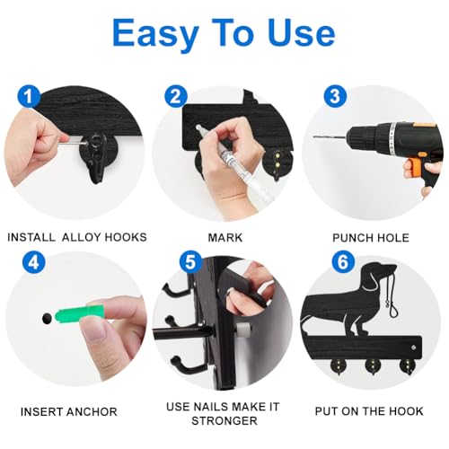 Mayjoydiy HJEW-WH0055-139 Wooden Grape Wine Bottle Glasses Key Hook Wall Mounted 11.8 X 7.8 Inches Leaf Botanical Floral Coat Rack Organizer thumb #7