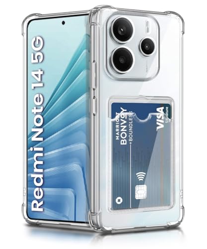 Image of WOW IMAGINE Transparent Back Cover Case for Redmi Note 14 SE 5G | Redmi Note 14 5G Flexible Built-in Slim Card Pockets Wallet | 360 Camera Protection TPU | Soft Silicone Mobile Cover - Transparent