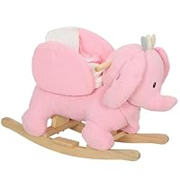 AIYAPLAY Kids Rocking Horse, Baby Ride on Elephant Rocker with Safety Belt and Sound Effects, Rocking Animal for Toddlers 18 to 36 Months, Pink