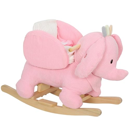 AIYAPLAY Kids Rocking Horse with Belt for Toddlers 18 to 36 Months Pink