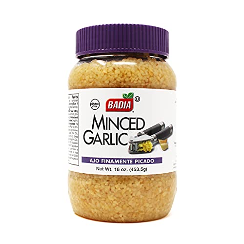 Badia Minced Garlic in Water, 16 oz - Fresh Minced Garlic, Bold Flavor for All Purpose Cooking, Gluten Free