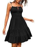 ZAFUL Womens Ruffle Spaghetti Strap Square Neck Mini Dress Sleeveless Smocked Tiered Flowy Sundresse