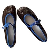 TYATVS Velvet Mary Janes for Women Tabi Flats Ballet Flats Split Toe Shoes Vintage Downtown Girl Aesthetic (Coffee,8.5)