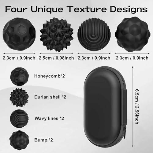 Magnetyczne zabawki Fidget Toys, 8 sztuk, silikonowe, redukujące stres, zabawki dla dorosłych i dzieci z autyzmem, ADHD i stanami lękowymi (czarne)