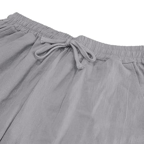 Mens Linen Beach Pants Gauze Cover Up Straight Leg Pants Summer Beach Vacation Elastic Waist Work Pants with Pockets3