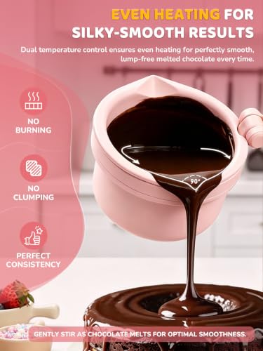 Image of LUSHYUM Electric Chocolate Melting Pot with 2 Insert Pots, 4-Cup Chocolate | Even Heating & Fast Melting, BPA-Free Silicone, Easy Clean, Less Waste, Ideal for Chocolate & Candy Melts, Parties & Fondue