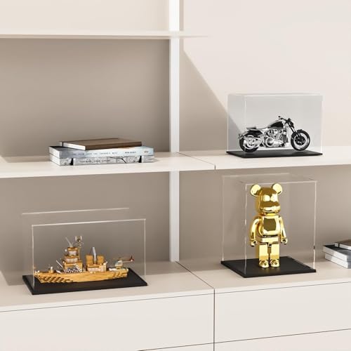 Image of Acrylic Display Case for Collectibles | Dustproof Transparent Showcase Box for Action Figures, Miniatures & Models | Countertop Cube with Protective Film ((10x6x4 inch;25x15x10 cm))