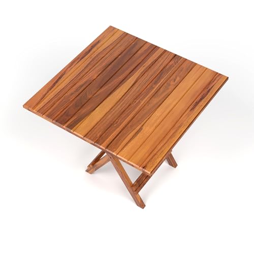 Image of Wooden Patio Seating Chair and Table Set for Outdoor Balcony Garden Furniture Coffee Table with 1 Tables and 1 Chair Set (Honey Finish)