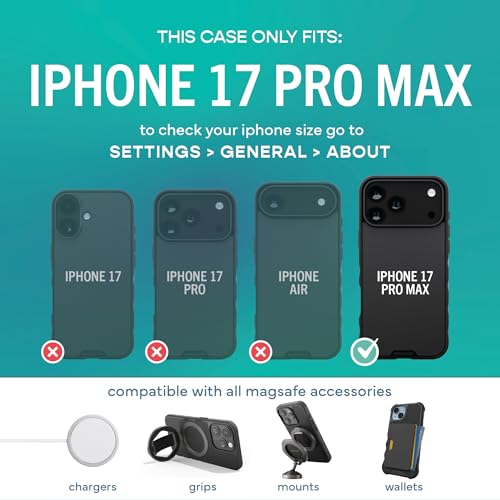 Image of Smartish iPhone 17 Pro Max MagSafe Case + MagSafe Wallet - Magnetic Slim Case - Thin Grip Cover with Detachable Wallet - Magnetic Card Holder for Apple iPhone 17 Pro Max - Black Tie Affair