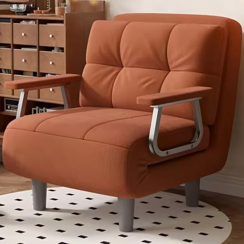 Sofá cama individual, sofá cama pequeño extraíble para adultos, silla convertible con tela de pana suave, espuma de alta resistencia y patas de acero, sofá cama plegable que ahorra espacio