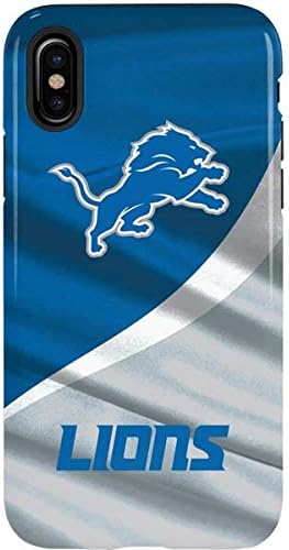 Skinit Pro Phone Case Compatible with iPhone X - Officially Licensed NFL Detroit Lions Black & White Design