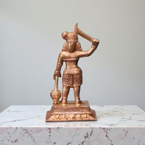 Image of Handcrafted 3.38 inch Karuppasamy Panchalogam Bronze Idol | Guardian Deity Statue | Village Protector | Powerful Dravidian Folk God Figurine