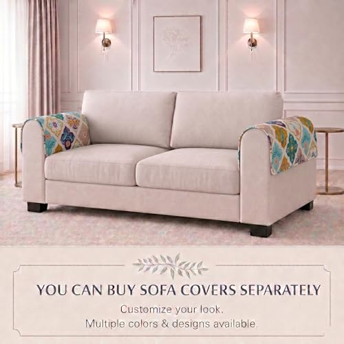 Image of STITCHNEST 'Frostvine Collection' Sofa Armrest Cover | Cotton Quilted Fabric, Washable & Durable for Modern Living (18 x 22 Inches)