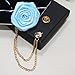 Floral Bridegroom Wedding Badge Brooches Cloth Art Rose Flower With Hanging Tassel Chain Suit Shirt Lapel Brooch Pin Fashion Jewelry for Men Boy (sky blue)