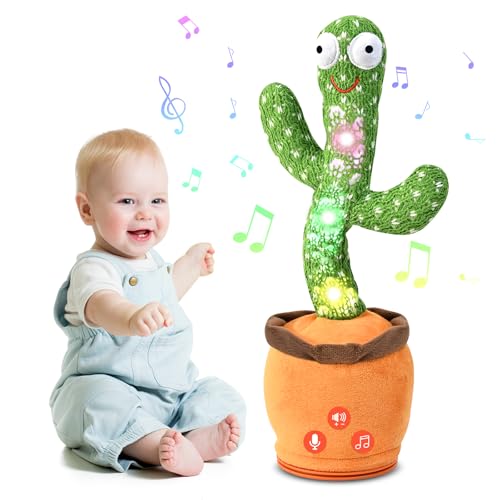 Image of SANJOIN Cactus Baby Toy Talking Dancing Singing Adjustable Volume, Baby Girl for 1 Year Old, Infant Toys for 0-6 6-12 Months Easter Basket Stuffers