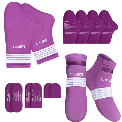 SuzziPad Cold Socks & Hand Ice Pack Cooling Gloves for Chemotherapy Chemo Care Package for Women and Men S/M Purple