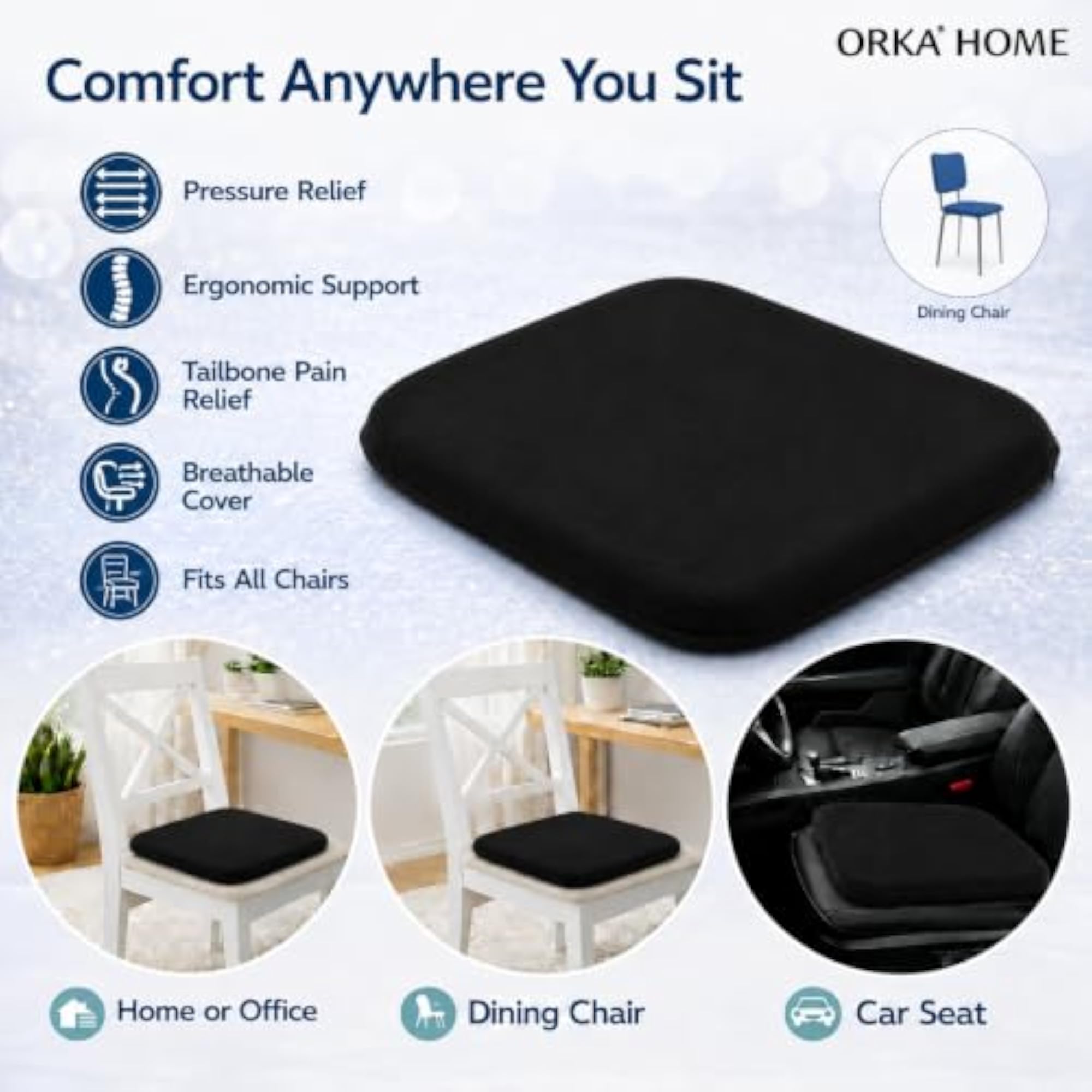 Premium Memory Foam Chair Seat Cushion for Office & Dining