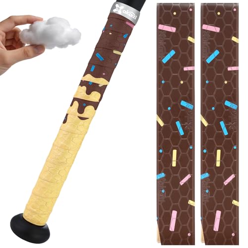 AKAIXI 2 Pack 1.1mm Pro Feel Chocolate Ice Cream Baseball Bat Grip Tapes