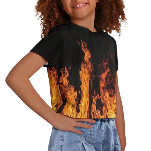 Image of Girls Crop Tees Crew Neck Casual Short Sleeve T Shirts Kids Loose Soft Comfortable Tees Blouses Shirt for Little Girl