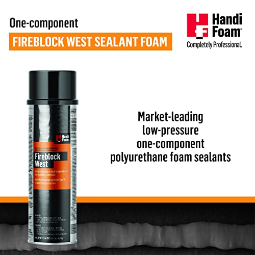 HandiFoam FireBlock West Gun Foam Sealant, 24 oz., Sealing Foam for Windows, Doors, Outlets & Openings; Do It Yourself Spray Foam Insulation; Compatible with HandiFoam Gun Applicator
