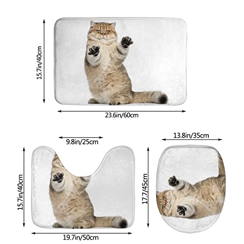 DIRYKILP Badematte + Konturmatte + Toilettendeckelbezug, Süße lustige Katze 3 Stück Badematte Set, mit rutschfester Klebeunterseite – Bild 4