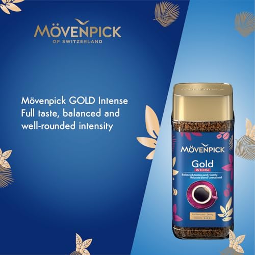 Image of Movenpick Gold Intense Imported Instant Coffee - Classic Instant Powder, With Rich Aroma, Arabica & Robusta Blend, Strong Freeze Dried, Premium Pure Roasted, High Caffeine, Weight 100g