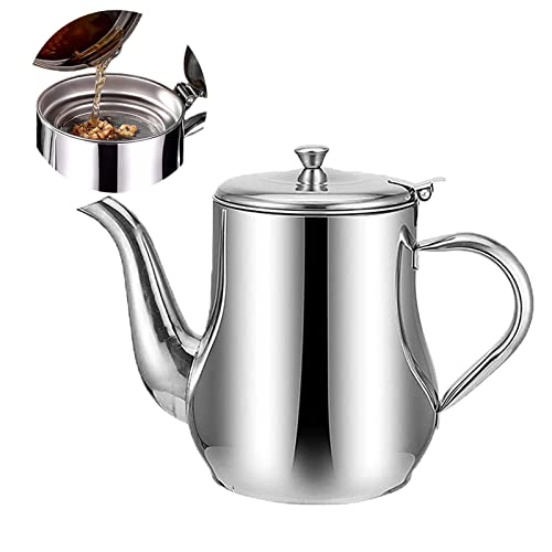 BIOSA Colador de aceite, olla para grasa con colador, jarra de grasa para separar grasa, olla de acero inoxidable, jarra de aceite vintage, recipiente para grasa para el hogar y restaurante