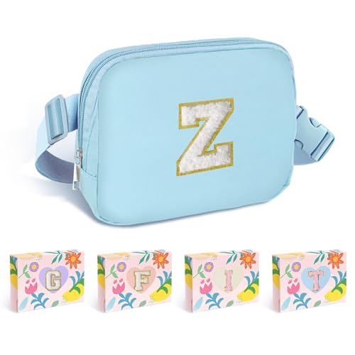 Image of COSHAYSOO Blue Fanny Pack for Girls Purse Crossbody Belt Bag with Initials, Personalized 6 7 8 9 10 11 12 Year Old Teen Girl Birthday Gift Ideas Christmas Gifts Preteen Tween Trendy Stuff Letter Z