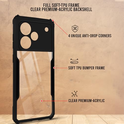 Image of Jkobi Hybrid Back Cover Case for Realme P4 (Shockproof with Polycarbonate Clear Panel | Professional Black)