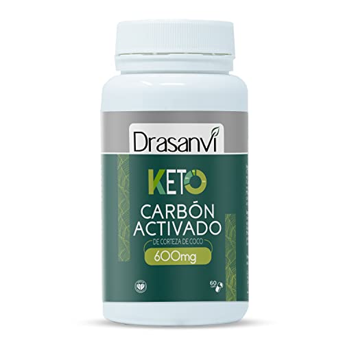 Drasanvi CARBÓN VEGETAL ACTIVADO KETO - Carbonización de la cáscara de coco, posteriormente activada calentando el carbón sin aire - VEGANO - 60 cápsulas