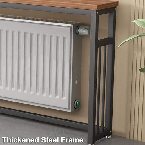 Cache-radiateur et console étroite en bois et acier pour entrée - 6