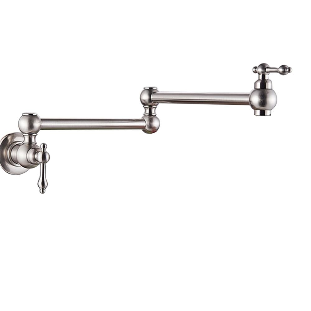 BHFPFZA 360° Rotate Wall Mount Kitchen Faucet Dual Handle Ch Mixer Tap with Folding Spout for Kitchen Sink Single Cold Water Supply Easy Installat Design