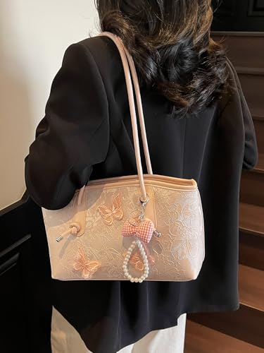 Women's 3D Butterfly Double Handle Shoulder Handbags Knot Strap Square Underarm Bags Cute Purses3