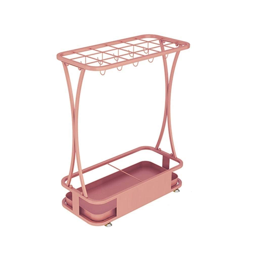 Support de parapluie détachable pour sol sec : la solution grand format en fer forgé rose