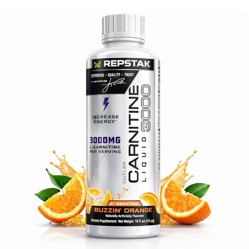 REPSTAK Liquid Carnitine 3000 – Buzz’in Orange (Orange Flavor) | L-Carnitine Blend with B Vitamins | 31 Servings, 473mL