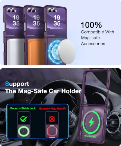 Image of NO.1 Magnetic for Samsung Galaxy Z Flip 7 Case Compatible with MagSafe [Military Grade Drop Tested][Translucent Matte][Anti-Fingerprint] Soft Silicone Bumper for Samsung Flip 7 Case Slim,Purple
