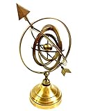 Vimal Nautical Sphère armillaire en laiton poli doré avec flèche et décoration nautique Astrolabe 30,5 cm