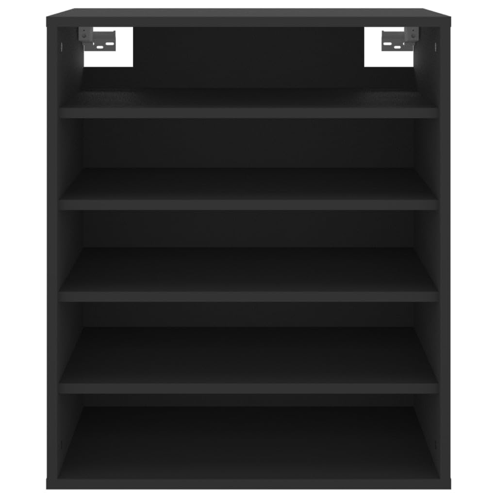 VidaXL Armoire à Chaussures, Étagère à Chaussures Avec Rangement, Meuble à Chaussures Entrée Salon, Scandinave, Noir Bois D'Ingénierie