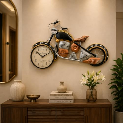 Image of STREET CRAFT - Handpainted Motorcycle Metal Wall Art Bullet Bike Wall Decor Vintage Iron Sculpture Decorative Hanging for Living Room Bedroom (27 x 16 Inch)