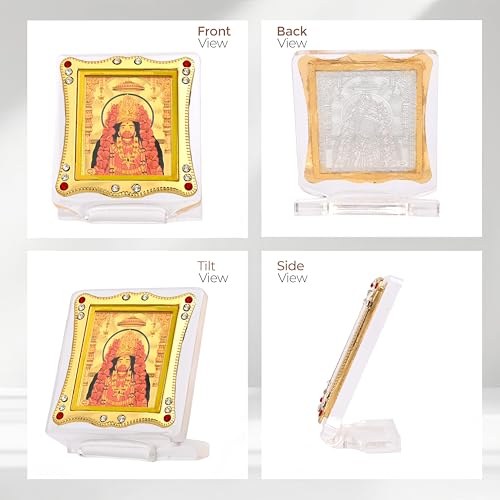 Image of Car Dashboard Idol Tara Maa Golden Foil, Religious Photo Frame for Car, Home Temple & Office, Divine Pooja Gift & Spiritual Decor Item