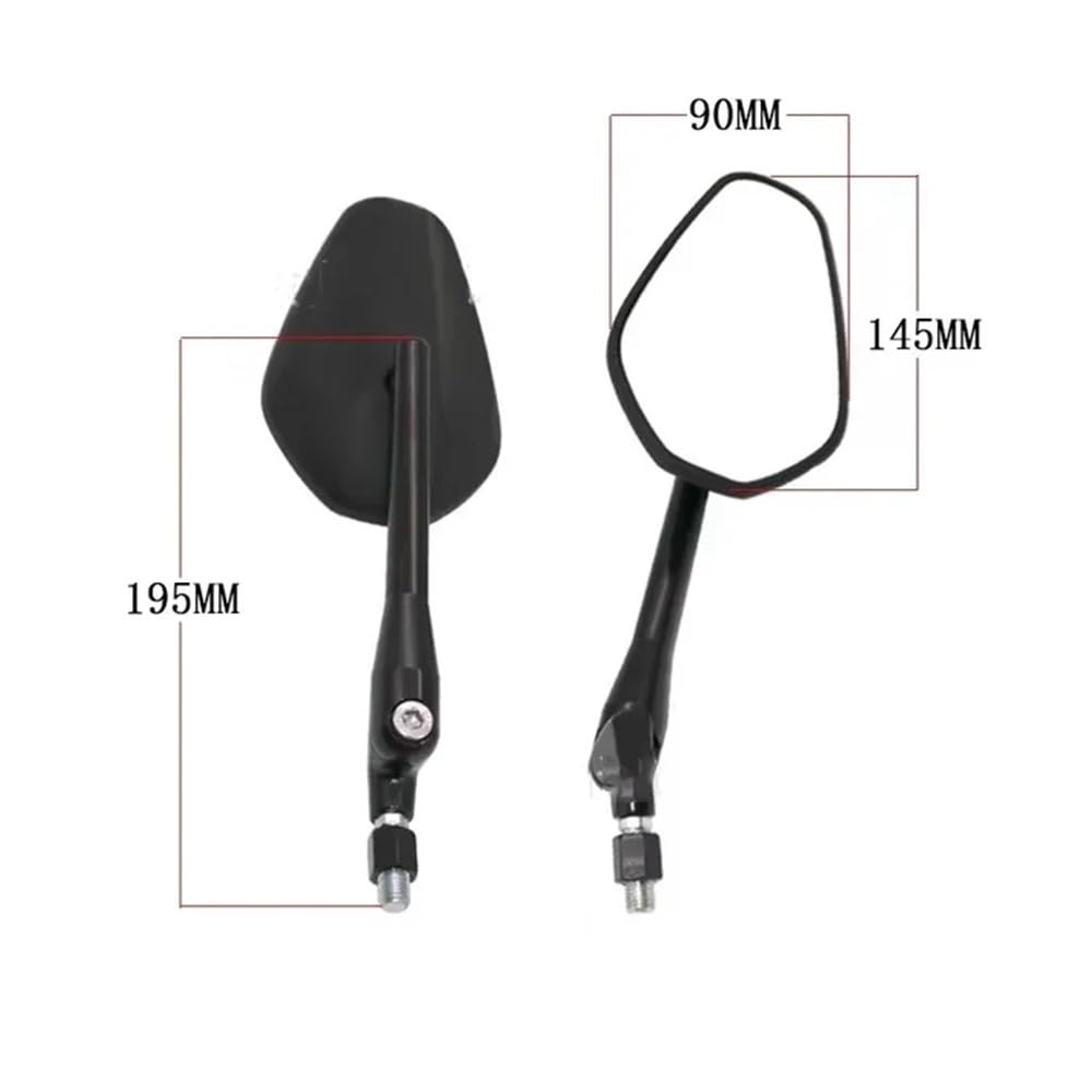 Espejo Enduro 1 Par De Espejos Retrovisores Laterales Universales De 8mm Y 10mm para Motocicleta Espejos Plegables(Black)