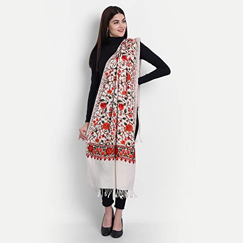 Zamour Women Large Scarf Wrap Faux Pashmina Wool, Indian Kashmiri Embroidered Oversized Winter Scarves Wraps Stole Shawl4