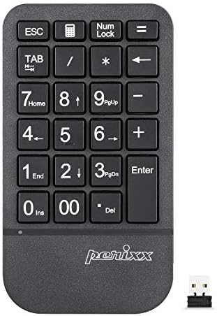 perixx PERIPAD-705 Wireless Numeric Keypad, for Laptop and Desktop Computer, Big Print Letter, Tab & ESC Key Included (11574)