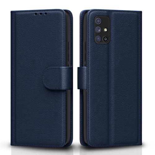 Image of Pikkme Samsung Galaxy A71 Flip Case Leather Finish | Inside TPU with Card Pockets | Wallet Stand and Shock Proof | Magnetic Closing | Complete Protection Flip Cover for Samsung Galaxy A71 (Blue)