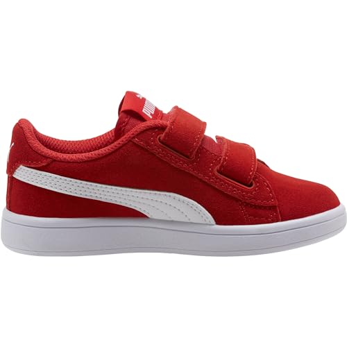 Image of PUMA Girls' Smash V2 Hook and Loop Sneaker, Elderberry-Indigo-Silver-White, 2 M US Little Kid