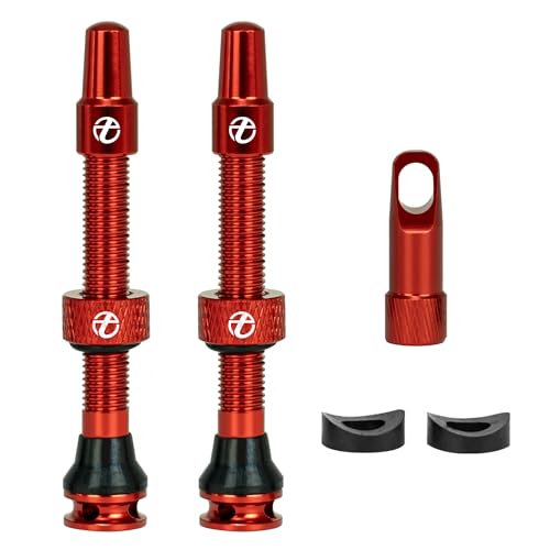 Thinvik Presta trzpień zaworu bezdętkowego 48 mm super lekki stop do opon bezdętkowych - 2 bezdętkowe trzpienie zaworu (z nasadką zaworu ze stopu aluminium) + narzędzie do usuwania rdzenia zaworu