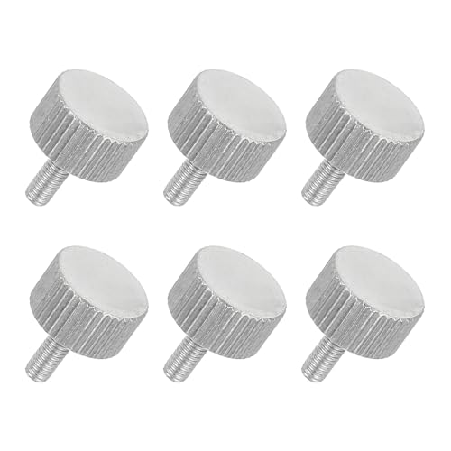 sourcing map 6 PCS M3 x 8mm Flat Knurled Head Thumb Screws,304 Stainless Steel Fully Threaded Thumbscrew Bolts Fasteners for Home Appliances Lighting Electronic Equipment and Industry