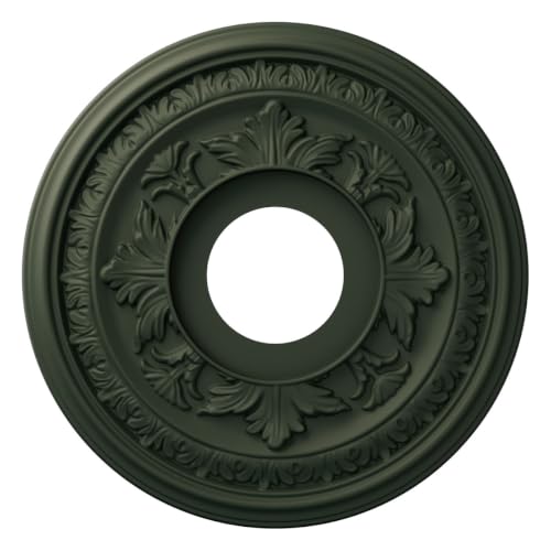 Ekena Millwork 13"OD x 3 1/2"ID x 3/4"P Baltimore Thermoformed PVC Ceiling Medallion (Fits Canopies up to 5 1/4"), UltraCover Satin Hunt Club Green