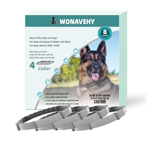 4 Collier Anti Puces et Anti-Tiques pour Chiens 74cm et Chats Collier Anti-parasites pour Chiens de Plus de 10kg Dog Collar