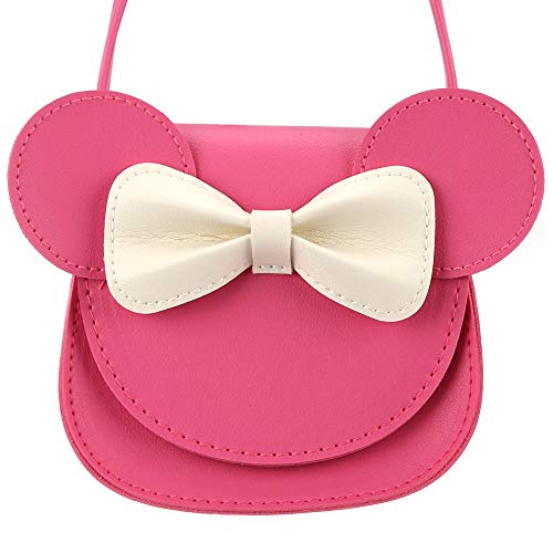 little mouse ear bow crossbody pursepu shoulder handbag for kids girls toddlersrose pink